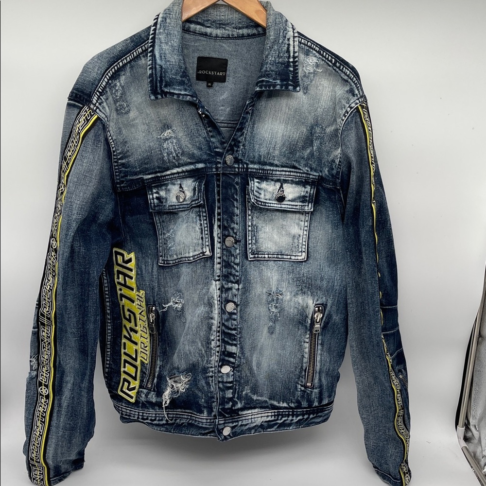 Rockstar Original Men’s Distressed Denim Jacket Size XL